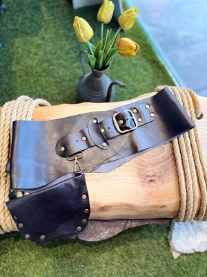 Yılday Gür Butik Alastair El Yapımı Hakiki Deri Cepli Bohem Korse Kemer - Standart Beden