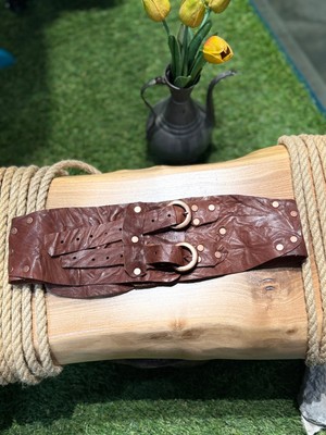 Yılday Gür Butik Browny Çift Kayışlı Deri Kemer - Standart Beden
