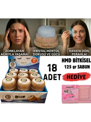 Deepsea Migren & Baş Ağrısı Için Rahatlatıcı Etki(18 Ad)Doğal Kristal Mentol Masaj TAŞI-125G Hmd Sabun Hediye