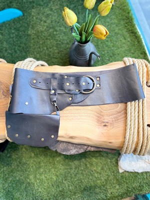 Yılday Gür Butik Antonia El Yapımı Hakiki Deri Cepli Bohem Korse Kemer - Standart Beden