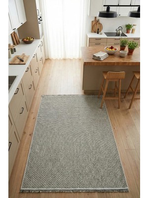 Has 1950 Venti 191461 Gri - Modern Tarzda Gri Düz Dokuma Halı