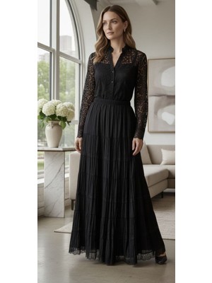 Lifera Premium Dantel Detay Penye Etek