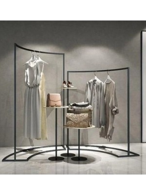 Md Vitrin Dekorasyon Statik Siyah Özel 5 Li Set Mağaza Raf Sistemleri , Askılık , Mağaza Stand