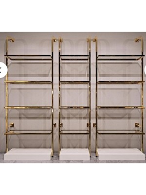 Md Vitrin Dekorasyon Gold Kaplama Mağaza Raf Sistemi, Askılık Sistemi, Butik Rafı, Mağaza Stand