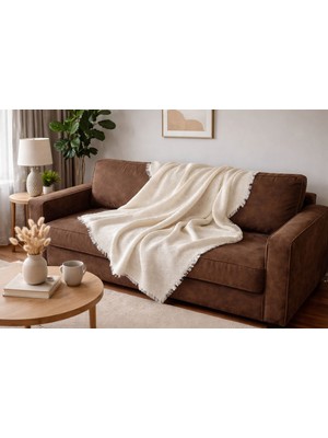 Krem Doğal Kumaş %100 Pamuk Tv Battaniyesi/tek Kişilik Pike 140*190 cm