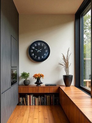 River World Duvar Saati Siyah Kadran Metal  40 cm