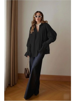 Büzgü ve Kol Detaylı Gömlek