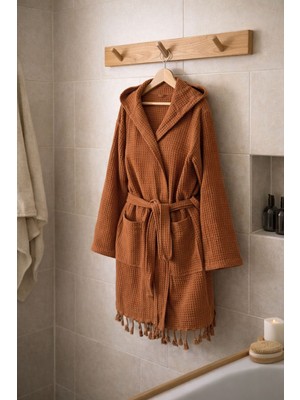 Kahverengi Waffle Kumaş %100 Pamuk Bornoz/sabahlık