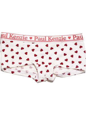 Paul Kenzie Valentine Collection - Kadın Boyshort Külot - Burgundy Hearts