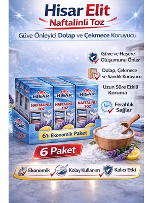 Karahanbey Hisar Elit Naftalinli Toz Güve Önleyici Dolap Çekmece Koruyucu 6 Adet