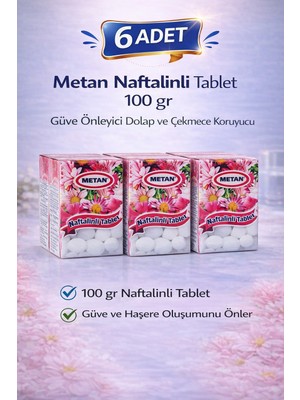 Karahanbey Metan Naftalinli Tablet 100 gr Güve Önleyici Dolap Çekmece Koruyucu 6 Adet