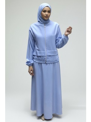 Ece Giyim Kadın Elbise Geniş Askılı Ceket Önü Fermuarlı Altı ve Kol Ağzı Lastikli Ikili Elbise Takım