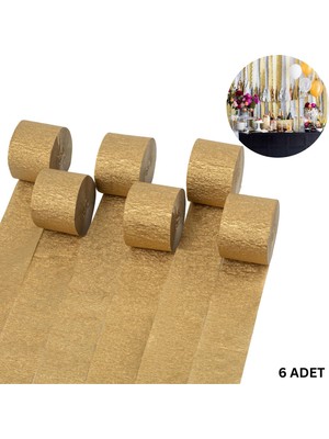 Roco Paper Co. Altın Krapon Kağıdı Rulosu, Çiçek Yapım, Parti, El Işi Süsleme Kağıdı, 6 Adet, 4.5 cm x 22 Metre