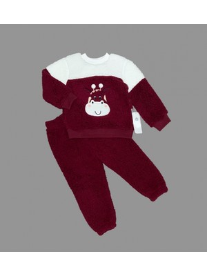 Diji Baby 1-2-3 Yaş Kuzu Kumaş Fermuarlı Sweat Kadife Pantolonlu Uzun Kollu Kız Erkek Çocuk 2li Takım