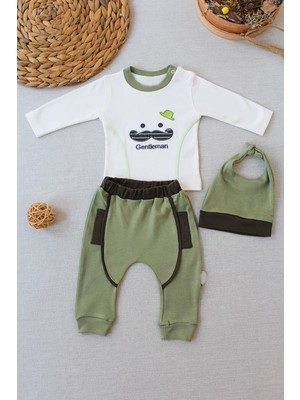 Diji Baby 3-4-5 Yaş Kravatlı Keten Gömlek Gabardin Pantolon Uzun Kollu 3lü Erkek Çocuk Takımı