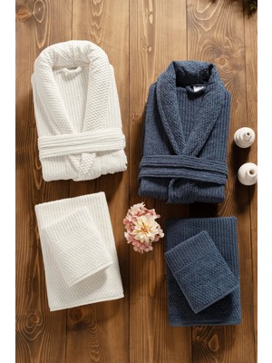 Mürdüm Home Sare 6 Parça Aile Bornoz Takımı - %100 Pamuk, Lüks, Jakarlı Bornoz Seti, Hediyelik, Çeyizlik