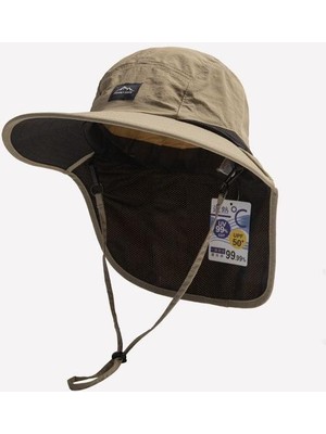 Valkyrie Unisex Outdoor Geniş Siperlikli Şapka Uv Koruma UPF50+ Boyun Korumalı Güneş Şapkası Kamp Balıkçılık Trekking Bej