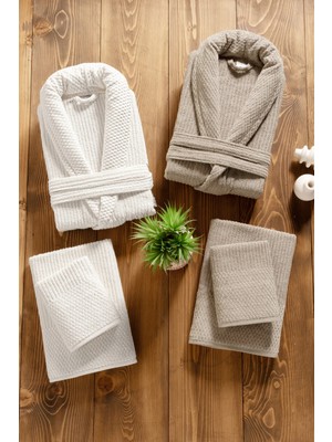 Mürdüm Home Sare 6 Parça Aile Bornoz Takımı - %100 Pamuk, Lüks, Jakarlı Bornoz Seti, Hediyelik, Çeyizlik