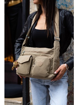 Sanmorris Kadın Suya Dayanıklı Paraşüt Kumaş Çok Gözlü Ayarlanabilir Çapraz Askılı Omuz Çantası 3057