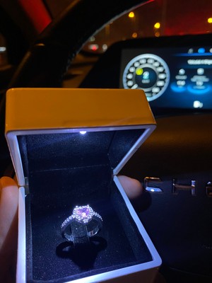 Işıklı Kutuda Pembe Ciddi Ilişki Yüzüğü