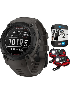 Garmin 010-02933-00 Instinct E 45MM Rugged Açık Gps 7/24 Sağlık Izleme (Charcoal) Sche ile 2 Yıl Cps Koruma Paketi + Deco Essentials 2pack Taktik Acil Ayakkabı W/sos LED