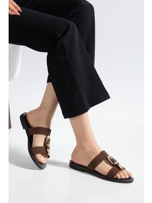 Suins Shoes Suins Ashley Model Çift Bantlı Süet Terlik