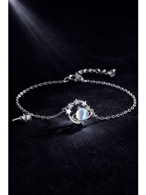 Trend Collection Yıldız & Satürn Figürlü Mavi Taşlı Gezegen Bileklik – Minimal Şık Tasarım