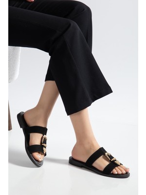 Suins Shoes Suins Ashley Model Çift Bantlı Süet Terlik