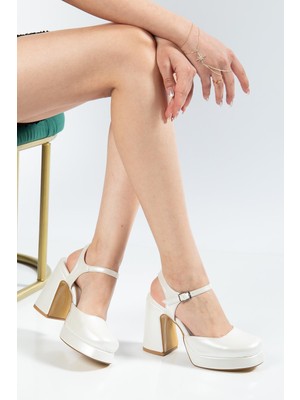 Suins Shoes Suins Marley Kadın Platform Topuklu Saten Topuklu Ayakkabı
