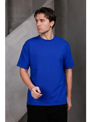 Dark Moda Erkek Basic Oversize Bisiklet Yaka 2 Iki Iplik Kompakt T-Shirt