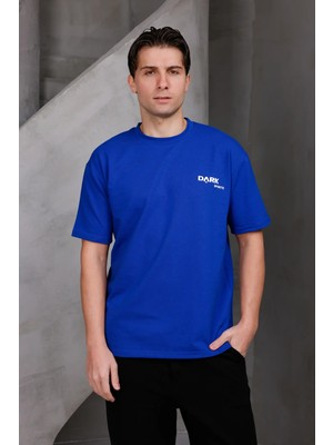 Dark Moda Erkek Baskılı Oversize Bisiklet Yaka 2 Iki Iplik Kompakt T-Shirt