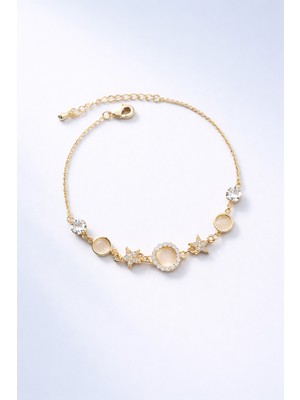 Trend Collection Altın Kaplama Yıldız Detaylı Zirkon Taşlı Kadın Bileklik – Ayarlanabilir Zarif Tasarım