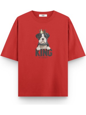 Overoz King Köpek Baskılı Yarı Oversize  T-Shirt 1033