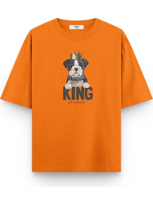 Overoz King Köpek Baskılı Yarı Oversize  T-Shirt 1033