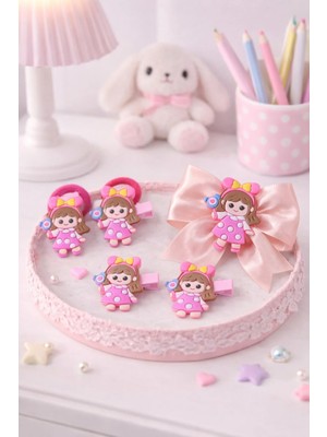 Nati Co Pastel Renk Kız Figürlü Kız Çocuk Saç Tokası Seti
