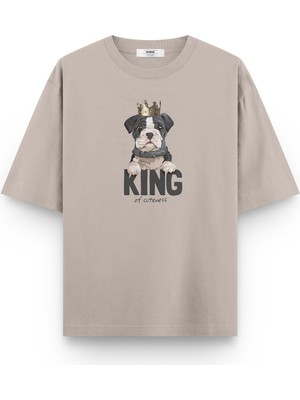Overoz King Köpek Baskılı Yarı Oversize  T-Shirt 1033