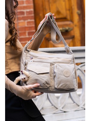 Sanmorris Kadın Suya Dayanıklı Paraşüt Kumaş Çok Gözlü Ayarlanabilir Çapraz Askılı Omuz Çantası 3057