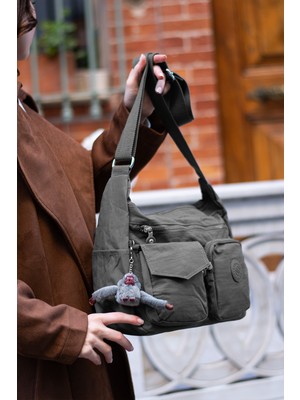 Sanmorris Kadın Suya Dayanıklı Paraşüt Kumaş Çok Gözlü Ayarlanabilir Çapraz Askılı Omuz Çantası 3057