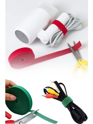 Tonkut 5 Metre 1 cm Cırt Cırt Kablo Düzenleyici Kablo Sabitleyici Organizer Gizleyici Bant