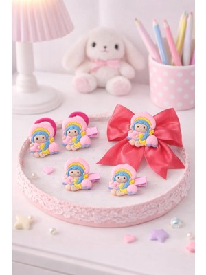 Nati Co Sevimli Kız Figürlü Kız Çocuk Toka, Pens ve Kurdele Seti