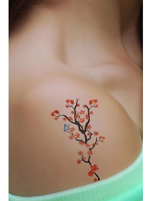 Kokoş Geçici Çiçek ve Kelebek Mini Dövme Tattoo