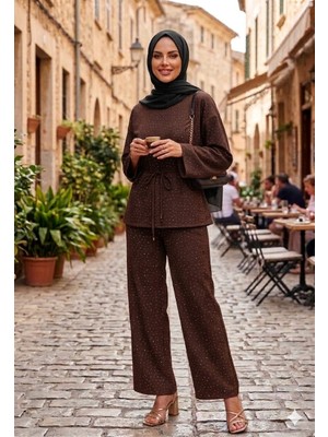 by Nursel Çiçek Kadın Trend Premium Taşlı Oversıze Tunık-Takım