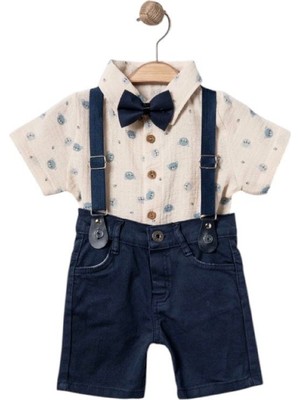 Ecoo Efemkids6/24 Ay Erkek Bebek Slopet Takım Papyonlu Gömlek Yenidoğan Bebek Takım