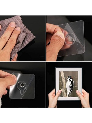 12 Adet Süper Güçlü Yapışkan Çerçeve Askısı – Paslanmaz Çelik Duvar Askısı