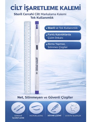 isiltikidsmoda Cilt Işaretleme Kalemi Steril Cerrahi Marker Kalem 1 Adet