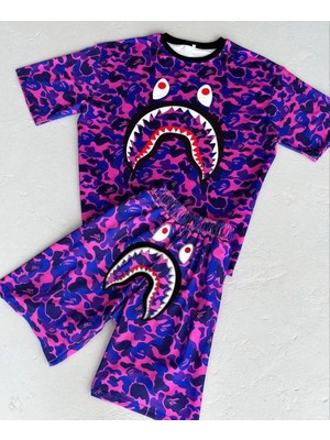 İsmiyle Al Dijital Baskılı Şortlu Takım - Mor