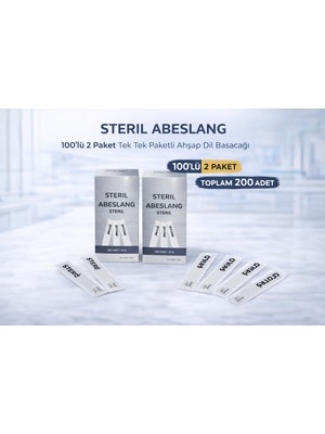 isiltikidsmoda Steril Abeslang 100'LÜ 2 Paket Tek Tek Paketli Ahşap Dil Basacağı Medikal Spatula Toplam 200 Adet