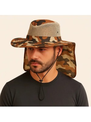 Mustran Uv Korumalı Enseli Outdoor Şapka Bahçe Balıkçı Kamuflaj Güneş Şapkası Hafif