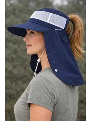 Mustran Uv Korumalı Kadın Güneş Şapkası Geniş Siperli Ense Koruyuculu Yazlık Fileli Unisex