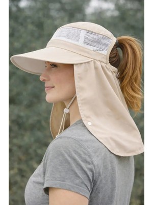 Mustran Uv Korumalı Kadın Güneş Şapkası Geniş Siperli Ense Koruyuculu Yazlık Fileli Unisex